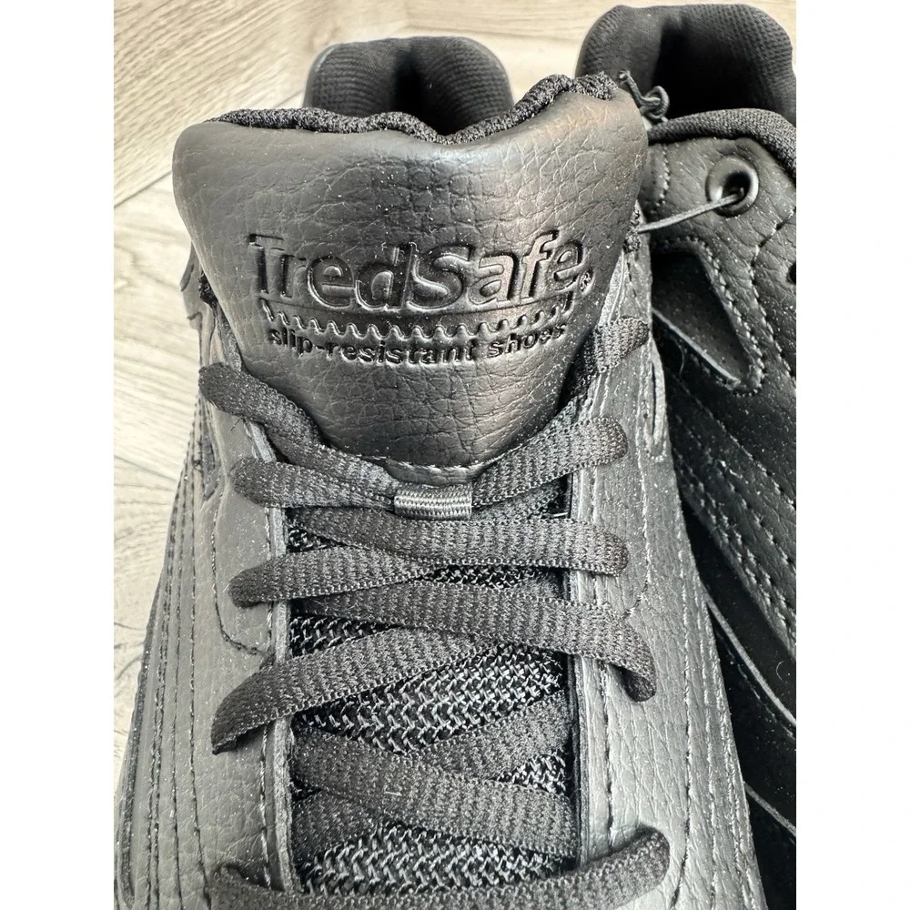 Treadsafe Dustin Non Slip Shoes Men's 9.5 Wide Black Leather Performance Sneaker - Picture 7 of 11